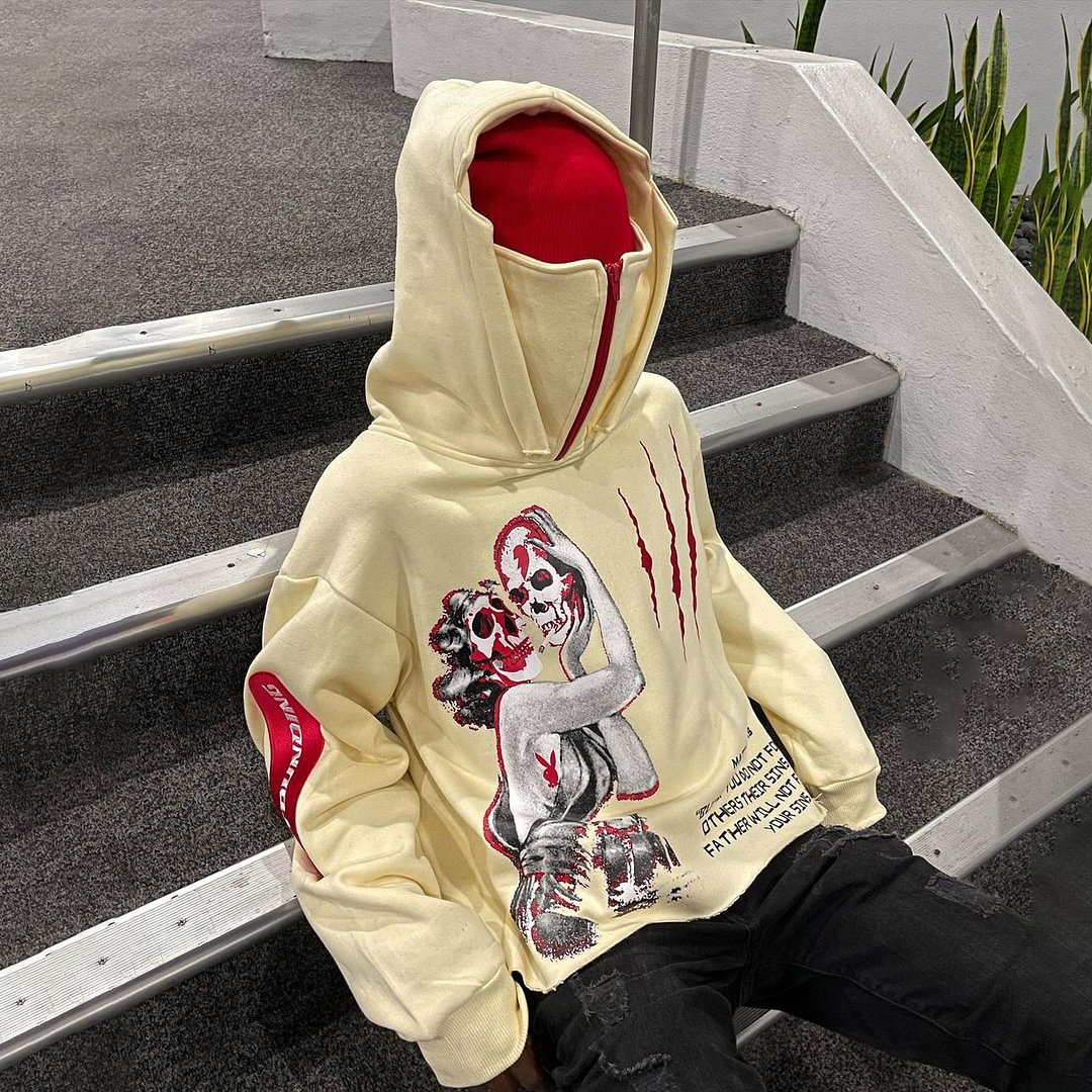 Tide brand retro print personalized hat hoodie