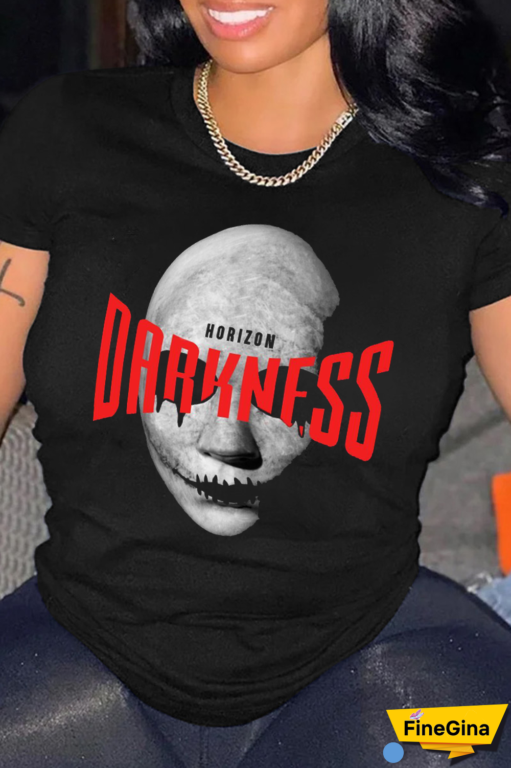 Navy Blue Casual Simplicity Print Patchwork O Neck T-Shirts