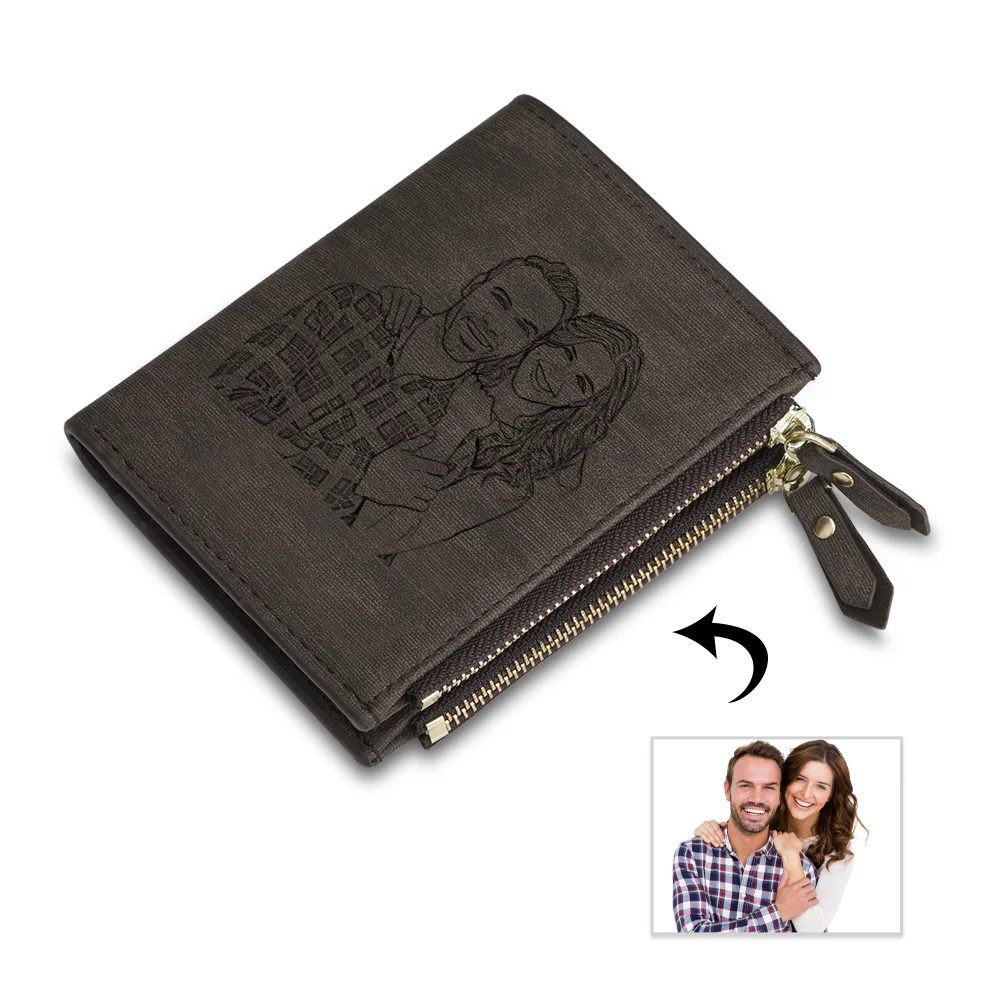 Personalisierte Foto Brieftasche mit Reißverschluss Geldbörse  Kettenmachen