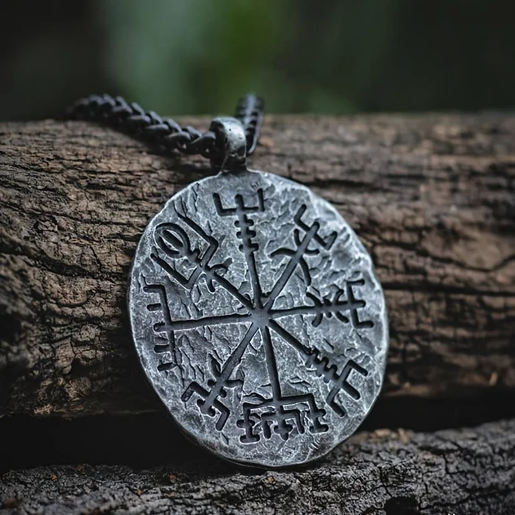 Coutureaura Viking Compass Pendant Vegvisir Necklace