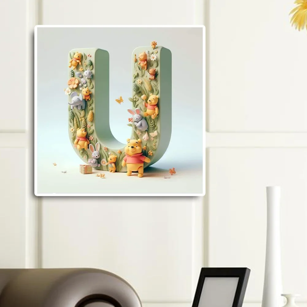 Full Round Diamond Painting 30*30cm - Winnie The Pooh'S 26 Letters U