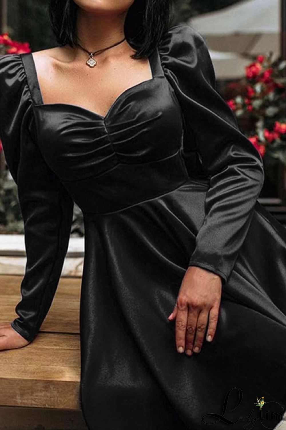 Burgundy Sexy Solid Split Joint Square Collar Cake Skirt Dresses