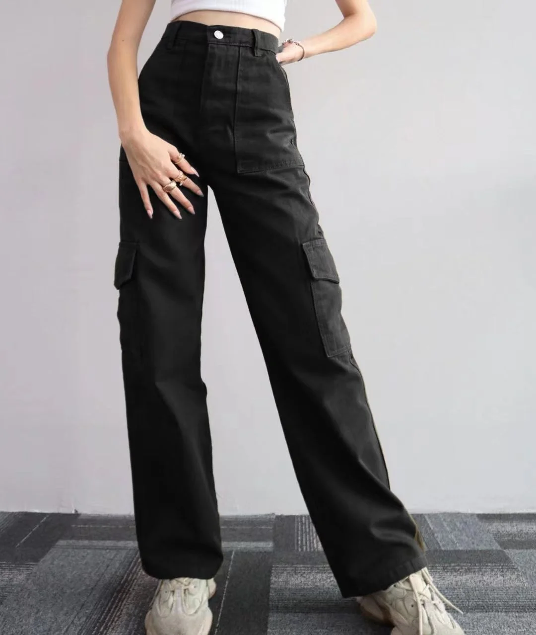 Nigikala Nigikala New Jump Casual Trousers Mid-Rise Three-Dimensional Pocket Trousers Waist-Up Trousers