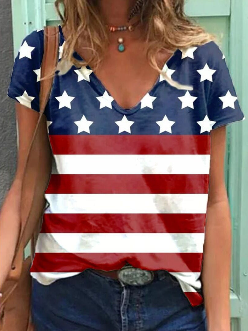 Women Long Sleeve V-neck Graphic Floral Printed Top