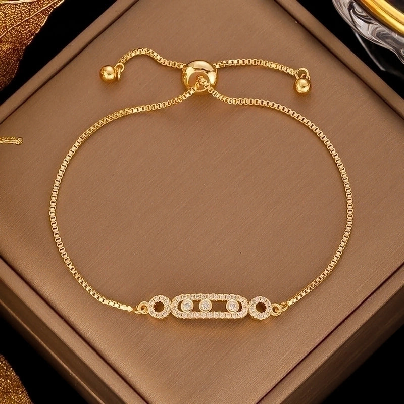 Minimalist Geometric Stainless Steel Plating Inlay Artificial Pearls Bracelets