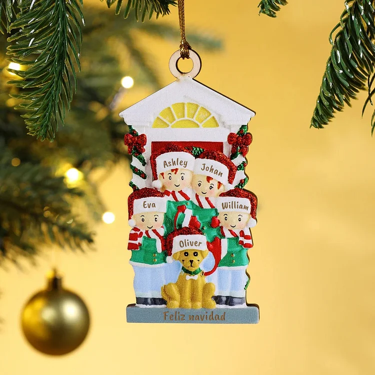 Navidad-Muñecos ornamentos navideños 5 nombres con texto personalizados Adorno de Madera