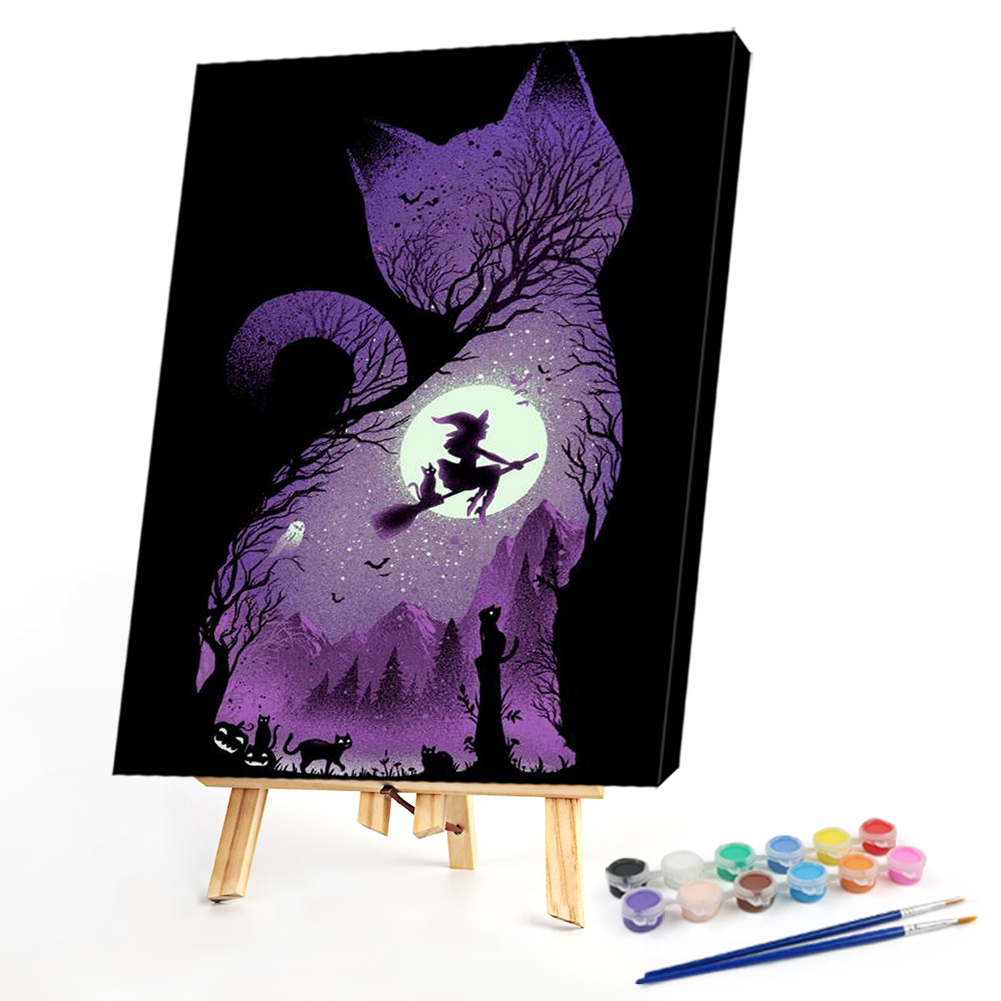 

40*50CM - Paint By Numbers - Witch Black Cat, 501 Original