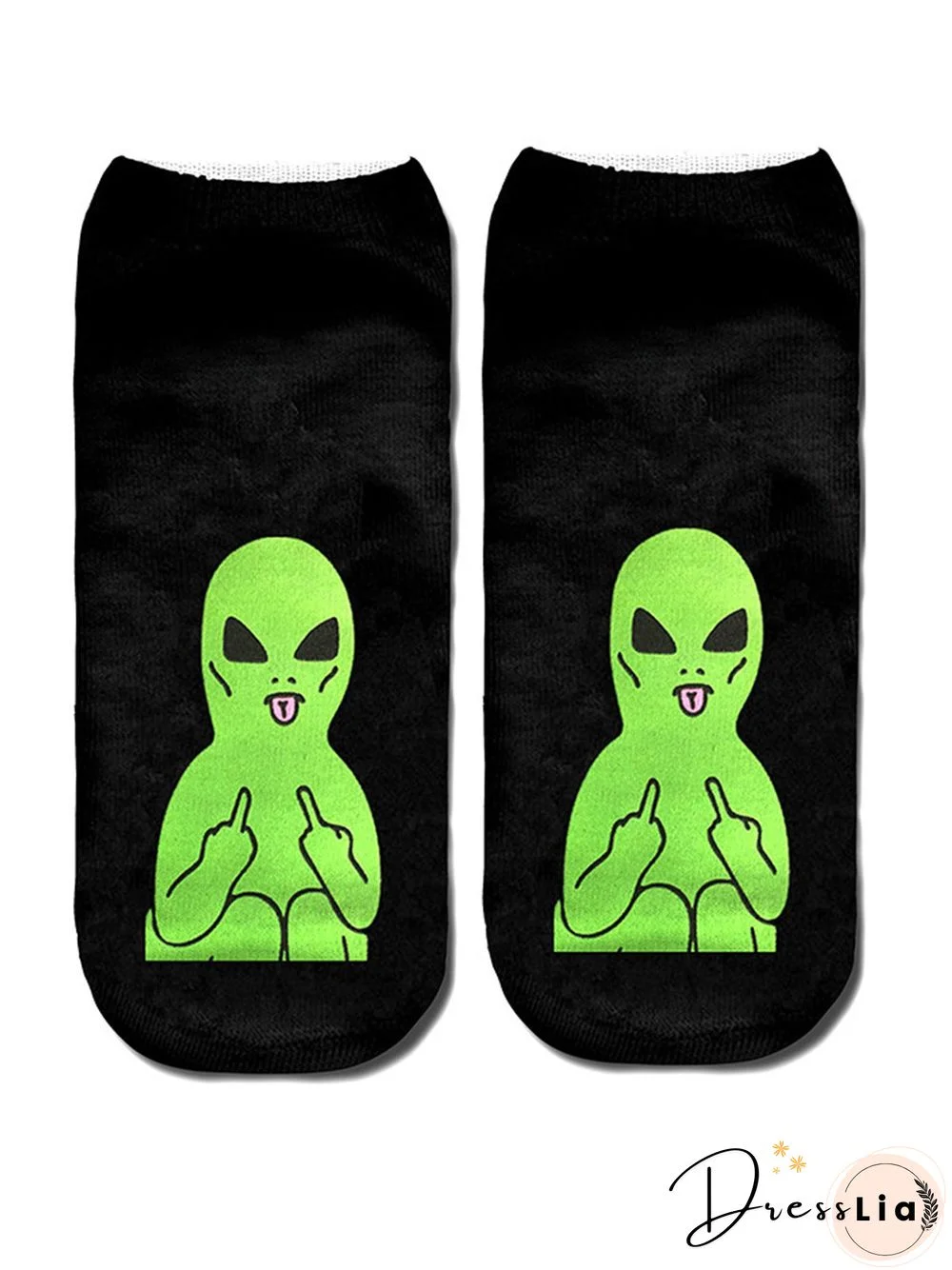 Cat/Alien Print Cotton Knit Socks Breathable/Sweat Absorbent