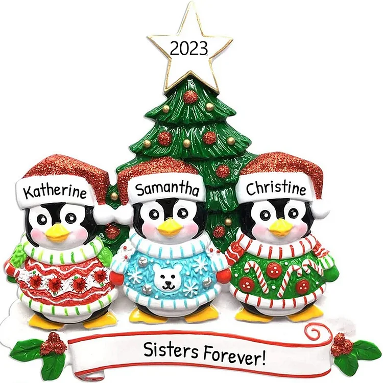 Ornement d'arbre de Noël personnalisé chandail laid famille de 3