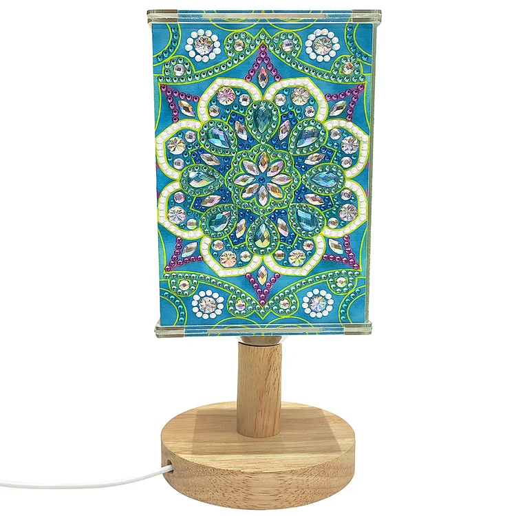 Mandala Symmetry Art Literary Flower Special Shaped Diamond Drawing Bedside Lamp gbfke