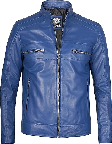 Casaco de cabedal para homem Decrum - Casaco de cabedal estilo café racer para homem elegante