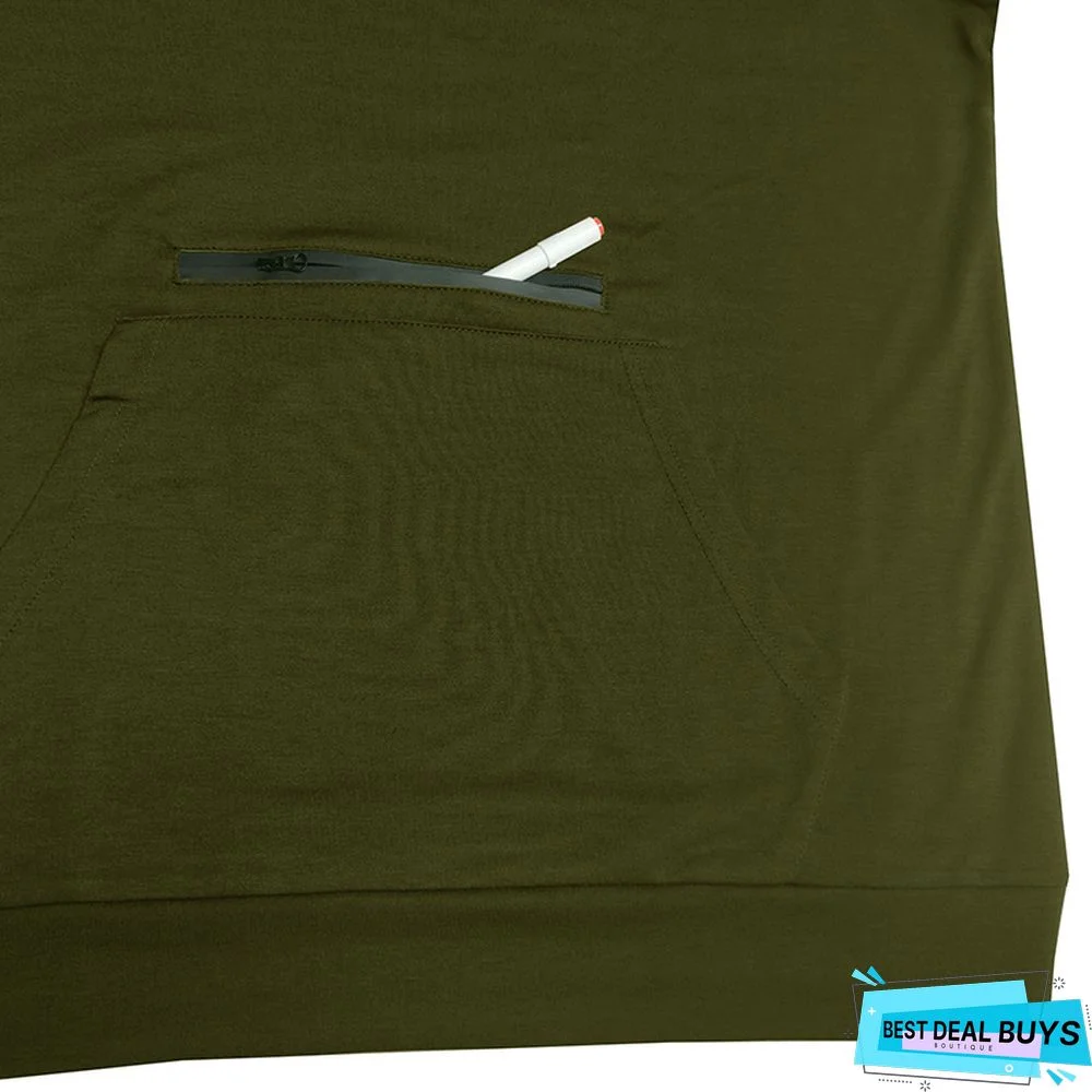 Men's Sleeveless Personalized Leisure Sports Vest Outdoor Fitness Solid Color Hoodie