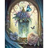 (Big Size) Vase And Butterfly In Garden - 14CT Stamped Cross Stitch 50*60cm/19.69*23.62in