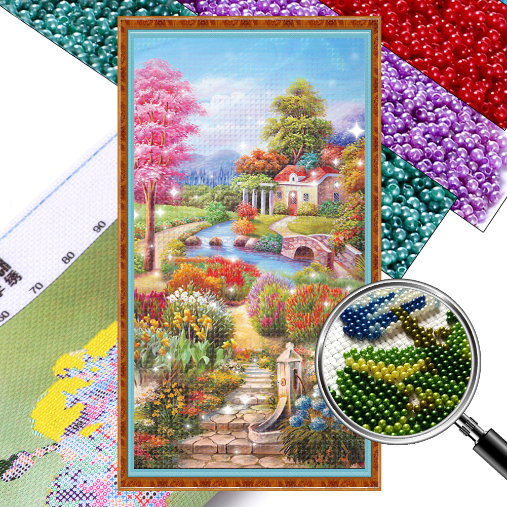 Dream Home Full 11CT Pre-stamped Canvas(50*90cm) 46 Colors Beaded Cross Stitch