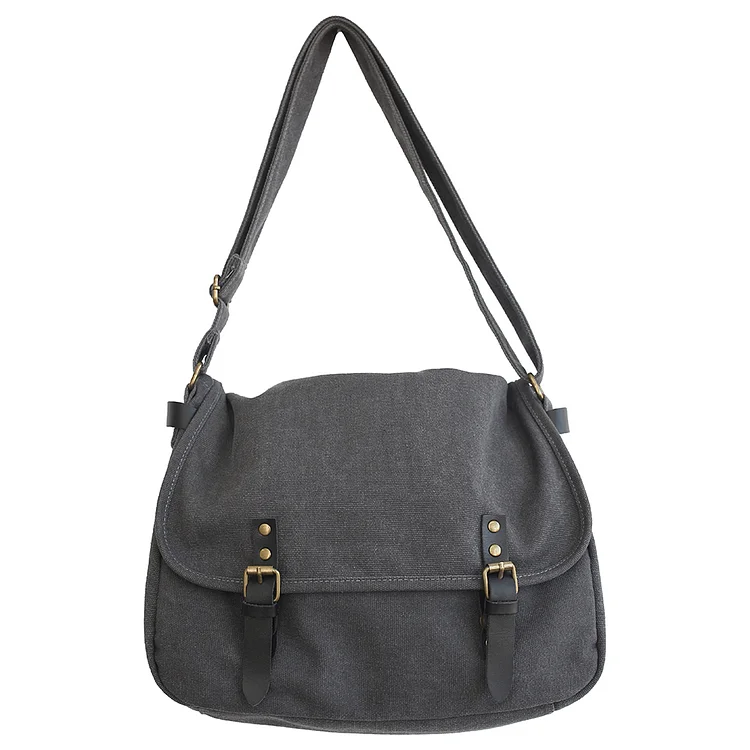 Canvas Crossbody Bag Flap Buckle Fashion Unisex Handbags for Gift (Grey)