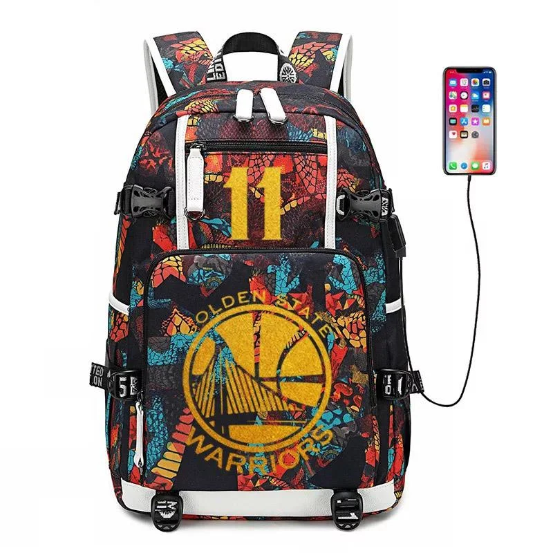 Buzzdaisy Golden State  Basketball Warriors #3 USB Charging Backpack School NoteBook Laptop Travel Bags