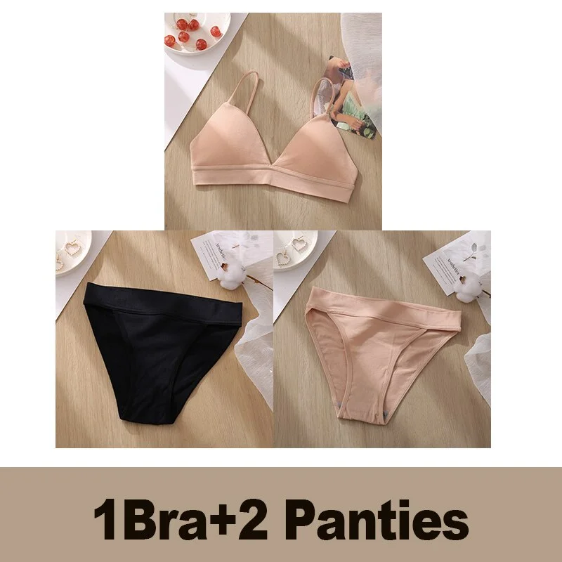 Bra Set Women's Underwear Push Up Bras Sexy Bralette Seamless Brassiere Gather Padded Female Wirefree Intimates Lingerie 2/3PCS