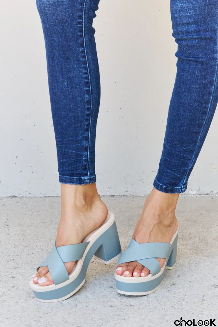 Weeboo Cherish The Moments Contrast Platform Sandals in Misty Blue