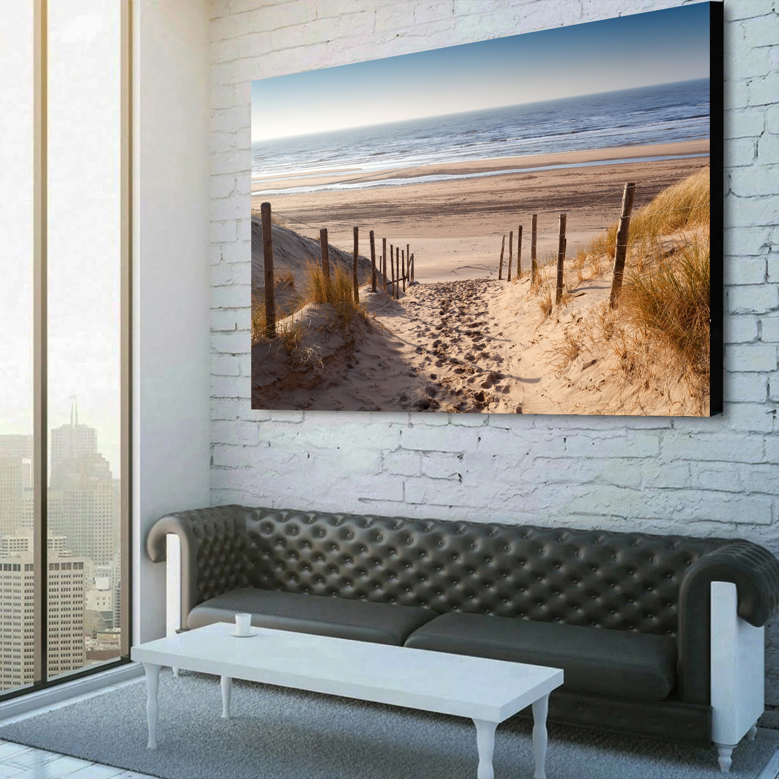 Sand Path To The North Sea Before Sunset In Holland Canvas Wall Art 