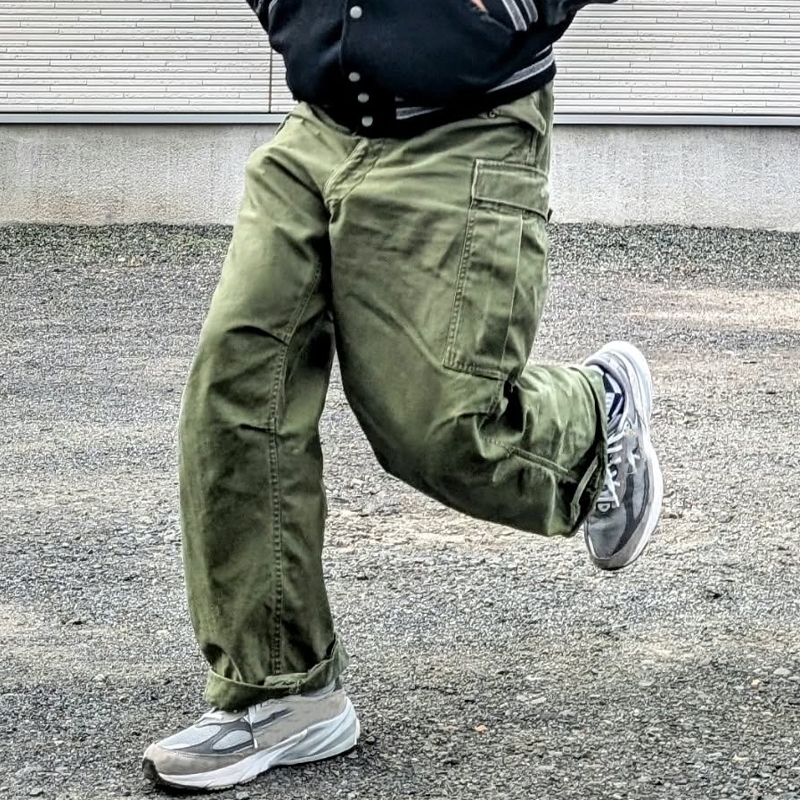 Men's Washed Distressed Olive Green Work Pants