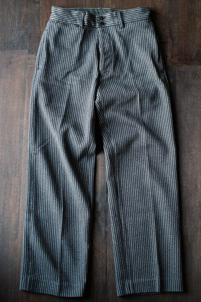 1930s French Tooling Striped Straight Retro Trousers-INSPIREUSE