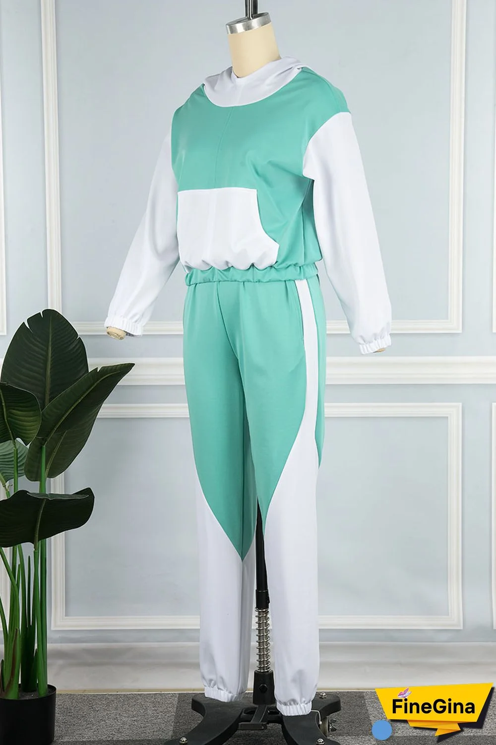 Yellow Casual Solid Patchwork Hooded Collar Long Sleeve Two Pieces