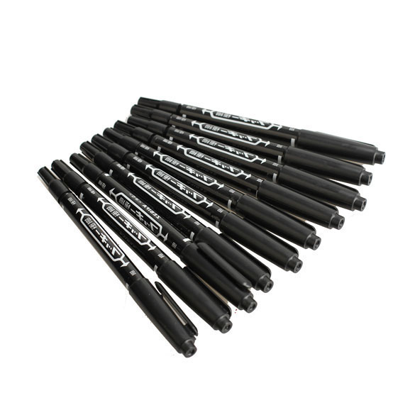 

10Pcs Fine Dual Heads Marking Pen Marker Waterproofink Thin Nib Black, 501 Original