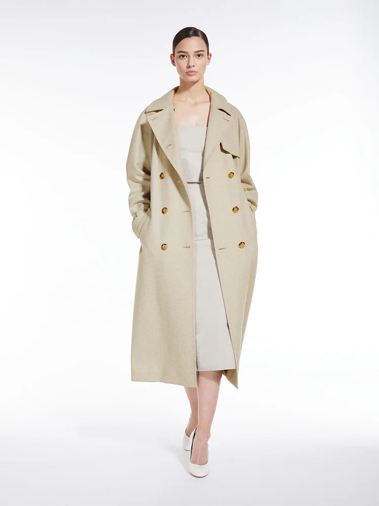 Cashmere, alpaca and camel trench coat - SAND