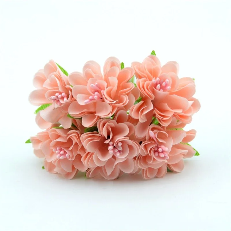 60pcs/lot Mini Silk Artificial Rose Flowers Bouquet  Scrapbooking Fake Flower Stamen Wedding Party  Decoration DIY Handmade
