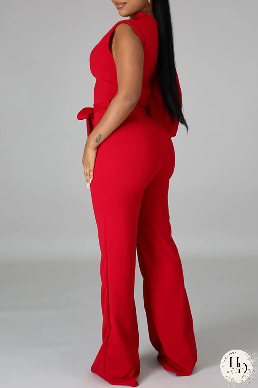 White Fashion Casual Solid Patchwork Asymmetrical Asymmetrical Collar Straight Jumpsuits