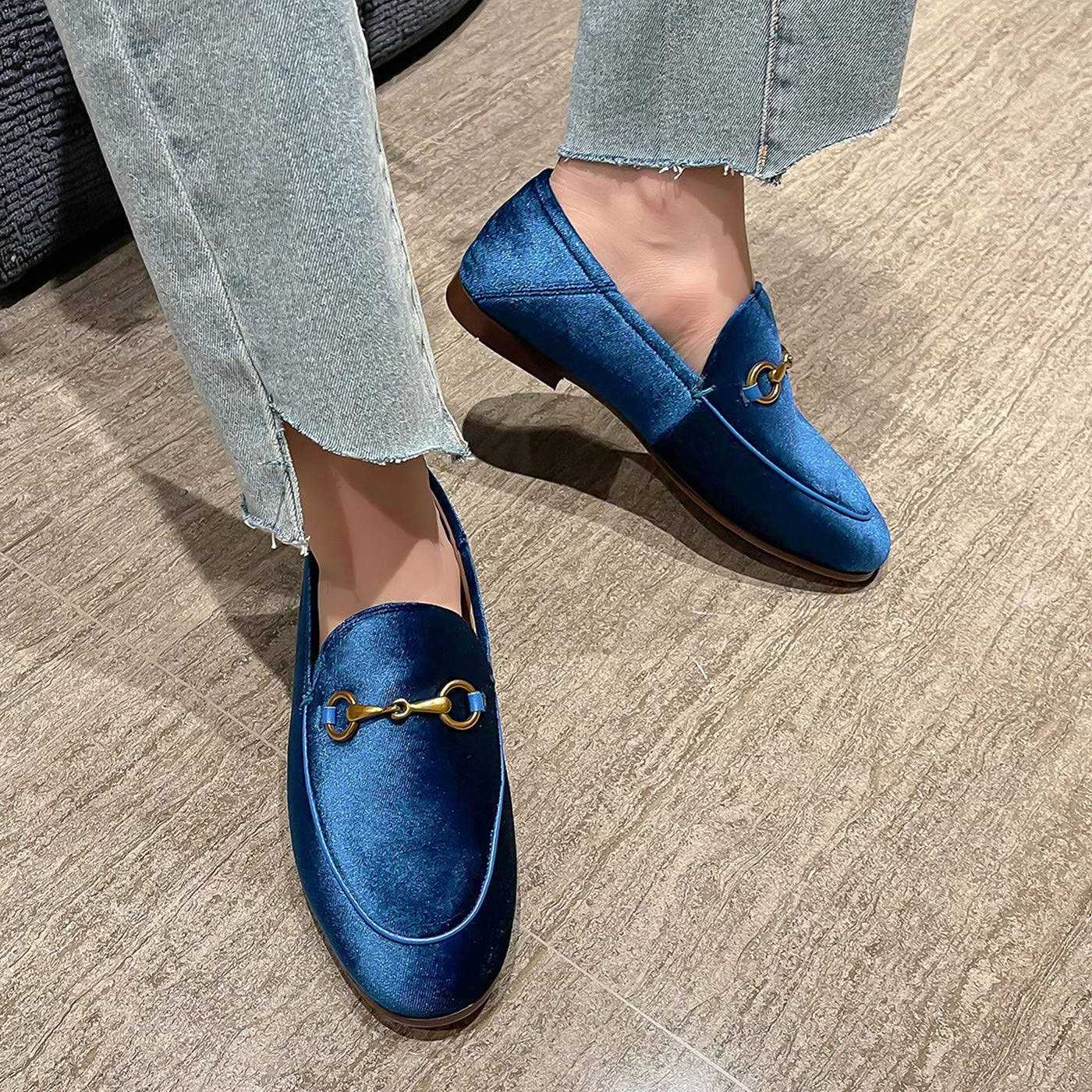 Women's Loafers Low Heel Flats Lady Work Velvet Mules Shoes-vocosishoes