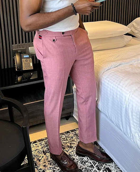 Business Button Slant Pocket Slim Suit Pants 