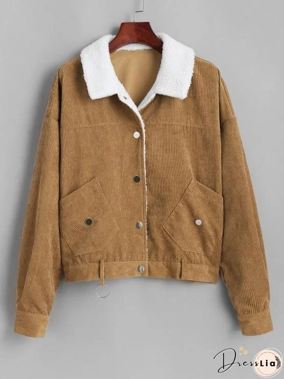 Shearling Lined O Ring Corduroy Jacket