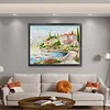 (US Only)Full Embroidery Eco-cotton Thread 11CT Printed Lake Como Cross Stitch 66x55cm