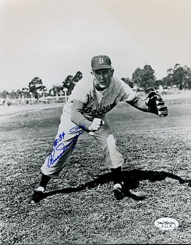 Russ Meyer 55 Brooklyn Dodgers Signed Jsa Sticker 8x10 Photo Poster painting Authentic Autograph