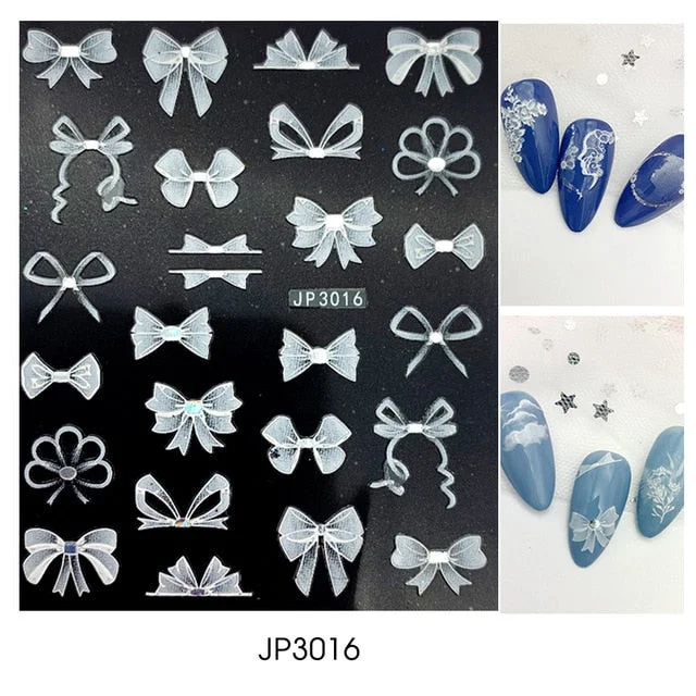 Nail Stickers Embossed 5D Elegant Abstract Art Designs Back Glue Nail Decals Tips For Beauty Salons-Nail Inspo