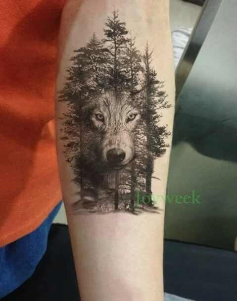 Sdrawing Temporary Tattoo Sticker crow tiger Ganesha wolf forest tatto stickers flash tatoo fake tattoos for women men 7