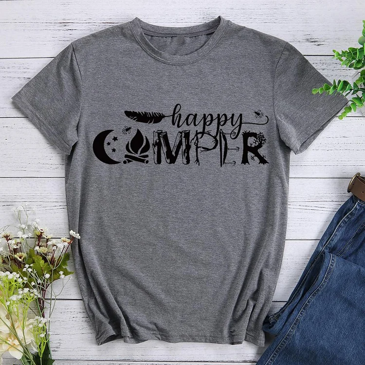 AL™  Happy Camper T-shirt Tee -02186-Annaletters