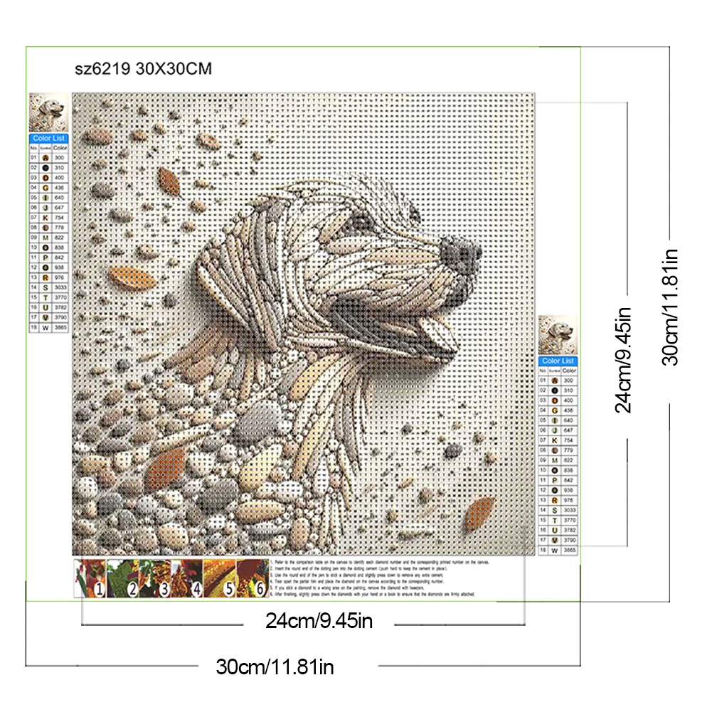 Diamond Painting - Full Round Drill - Stone Art Dog(Canvas|30*30cm)