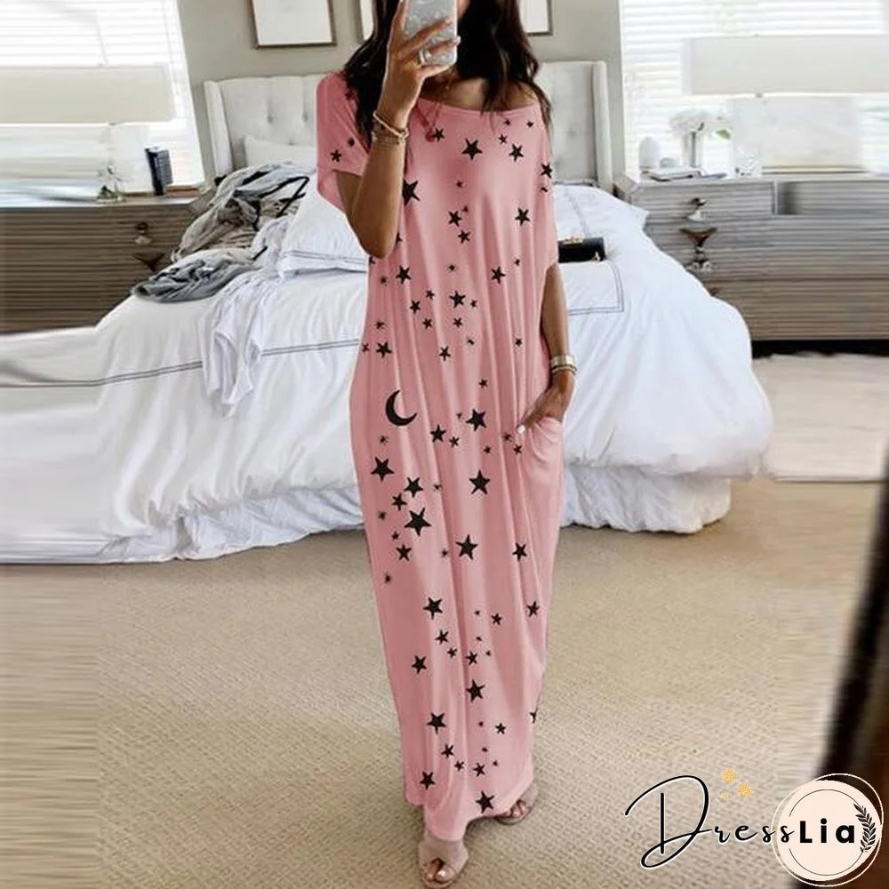 O-Neck Short Sleeve Loose Dress