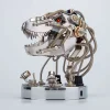 3D Metal Puzzle Kit - Moving Mechanical T-rex Head DIY Model Kit with LED Lights, 330 Pieces Steampunk DIY Assembly Toys Jigsaw Puzzles for Adults Kids, Construction Toy
