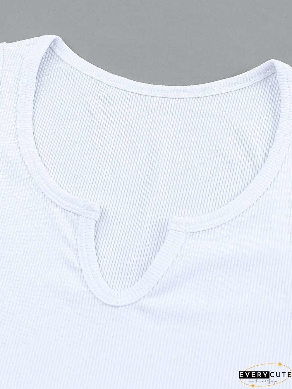 Ivory V-Neck Textured Knit Sleeveless Top