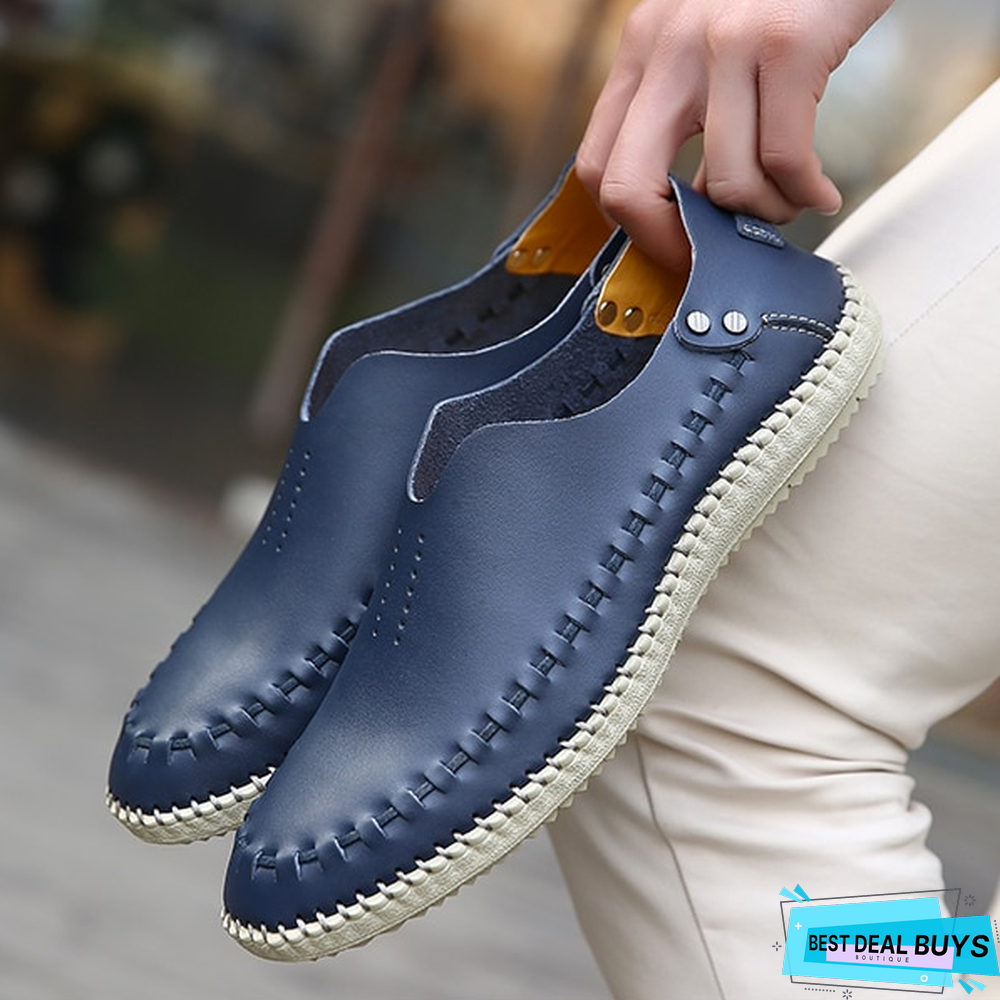 Men's Genuine Leather Flats Moccasins Loafers Driving Shoes