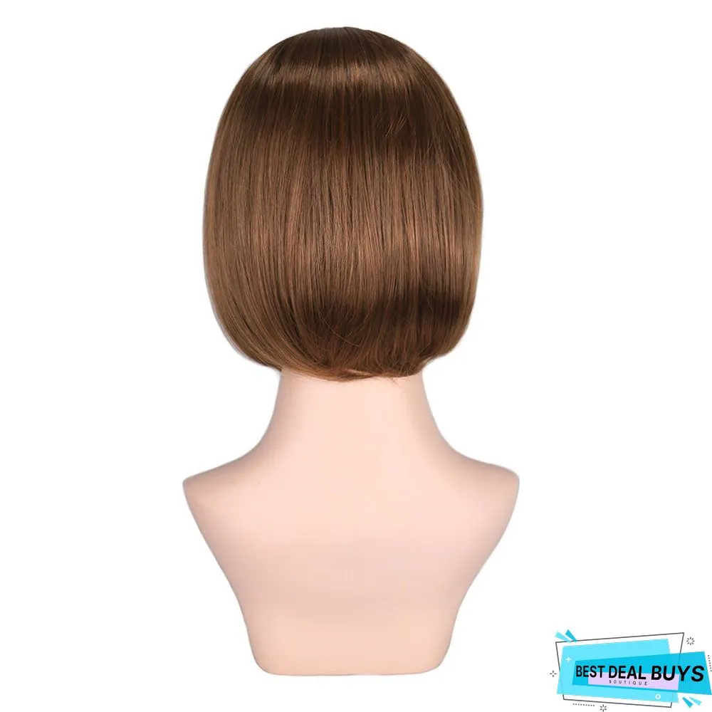 Chemical Fiber High Temperature Silk Women's Medium Split Short Straight Hair