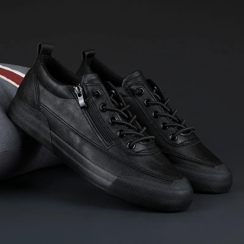 Leather Men Sneakers zips Qulaity Casual shoes Slip-on Softy Luxury brand shoes for Men Loafers outdoor Moccasins Driving Shoes