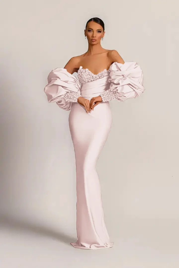 Elegant Purple Long Sleeve Mermaid Evening Prom Dress with Luxurious Velvet Fabric main image 1