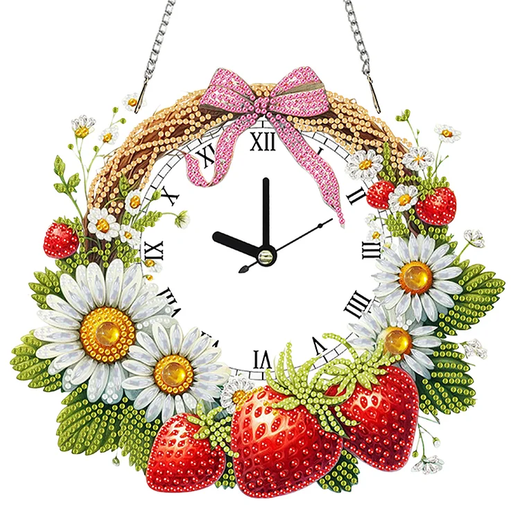 2D Flat DIY Rhinestone Diamond Art Clock Wall Pendants Diamond Clock Art Pendant Christmas gbfke