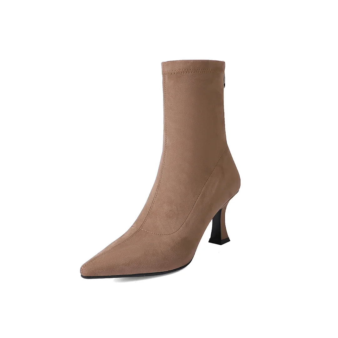 Breakj Breakj Short Boots Women Autumn And Winter Commute High And Bare Boots Korean Version Of Thin Skinny Boots Tips And Elastic Socks Boots