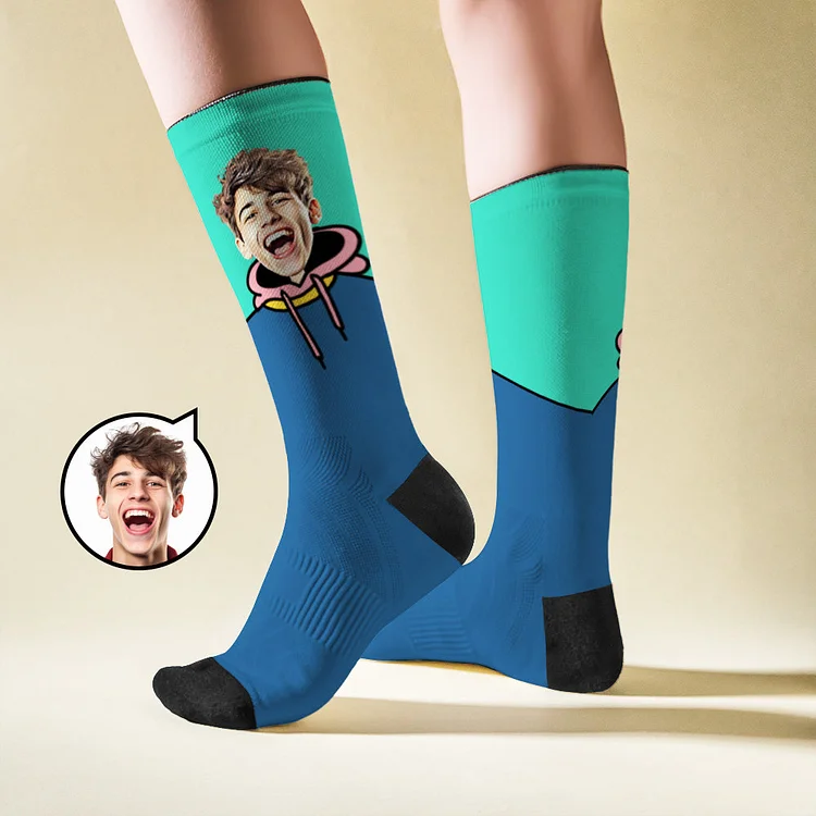 Custom Breathable Face Socks in Cartoon Art Designs