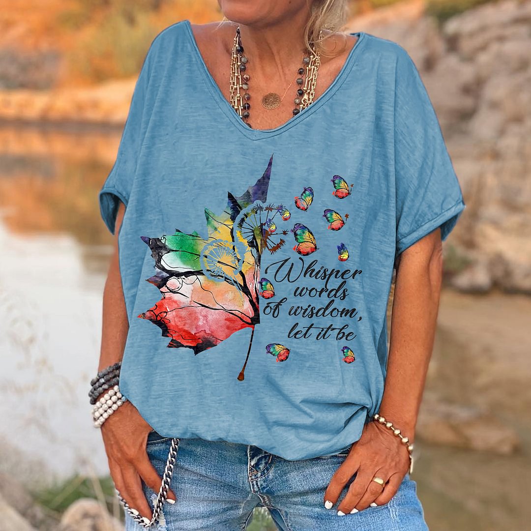 Colorful Butterflies Printed Hippie T-shirt